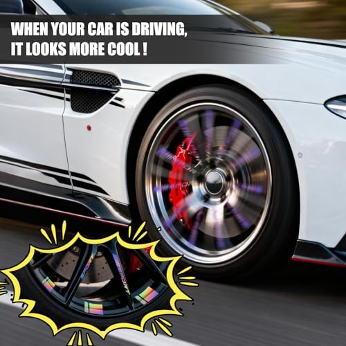 16PCS Wheel Rim Decal Sticker for 18-21 Inch Wheels, Reflective Car Stickers