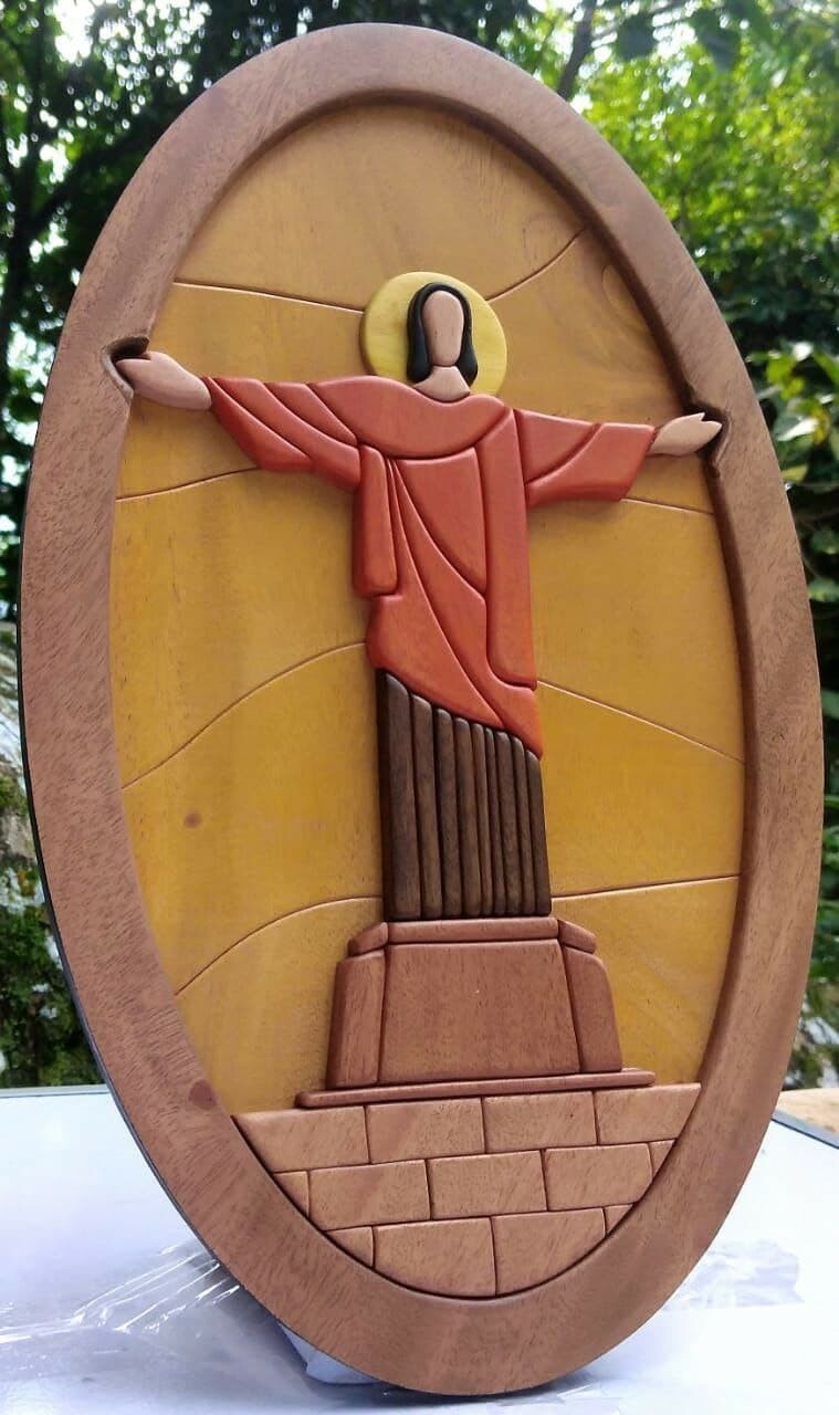 Home Decor Jesus Christ effect Handmade Wood Statue Wall Hanging Christmas Xmas
