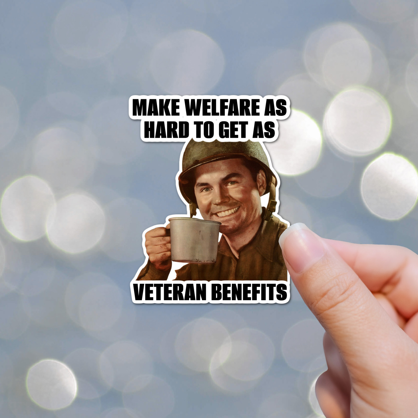 3.25" Welfare Veteran Benefits army service military Laminated Laptop Sticker
