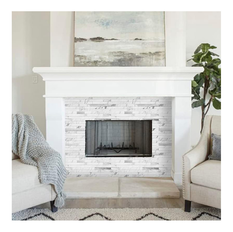 AULIGET 20 Sheets Faux Stone Peel and Stick Backsplash, White Marble Look PVC