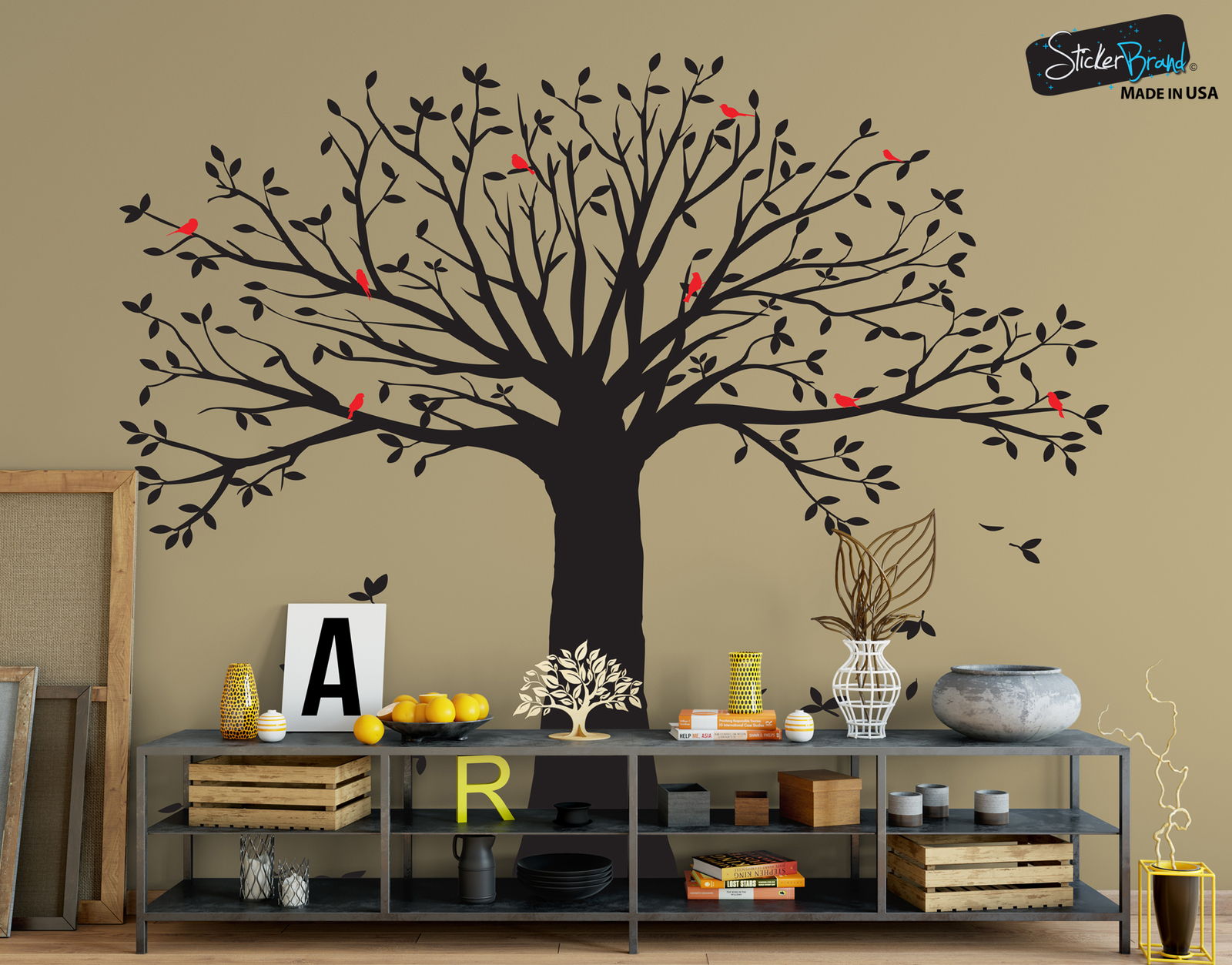 Large Family Tree w/ Birds Wall Decal Sticker by Stickerbrand. Living Room #6087
