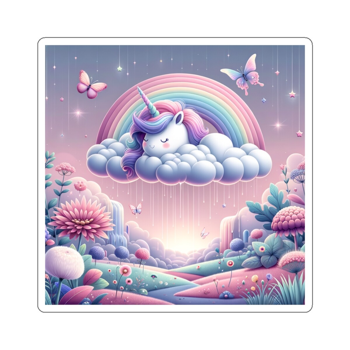 Sticker Unicorn Cloud Fantasy Illustration Art 2×2 3×3 4×4 6×6
