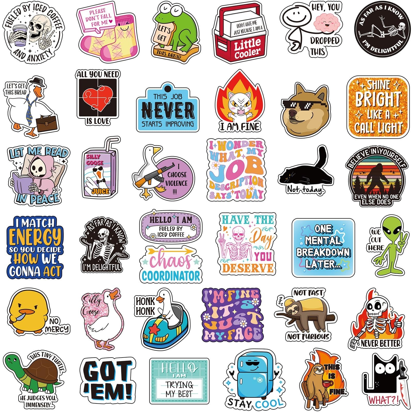 600 Pcs Funny Sarcastic Meme Stickers – Waterproof Decals for Laptops, Water Bot