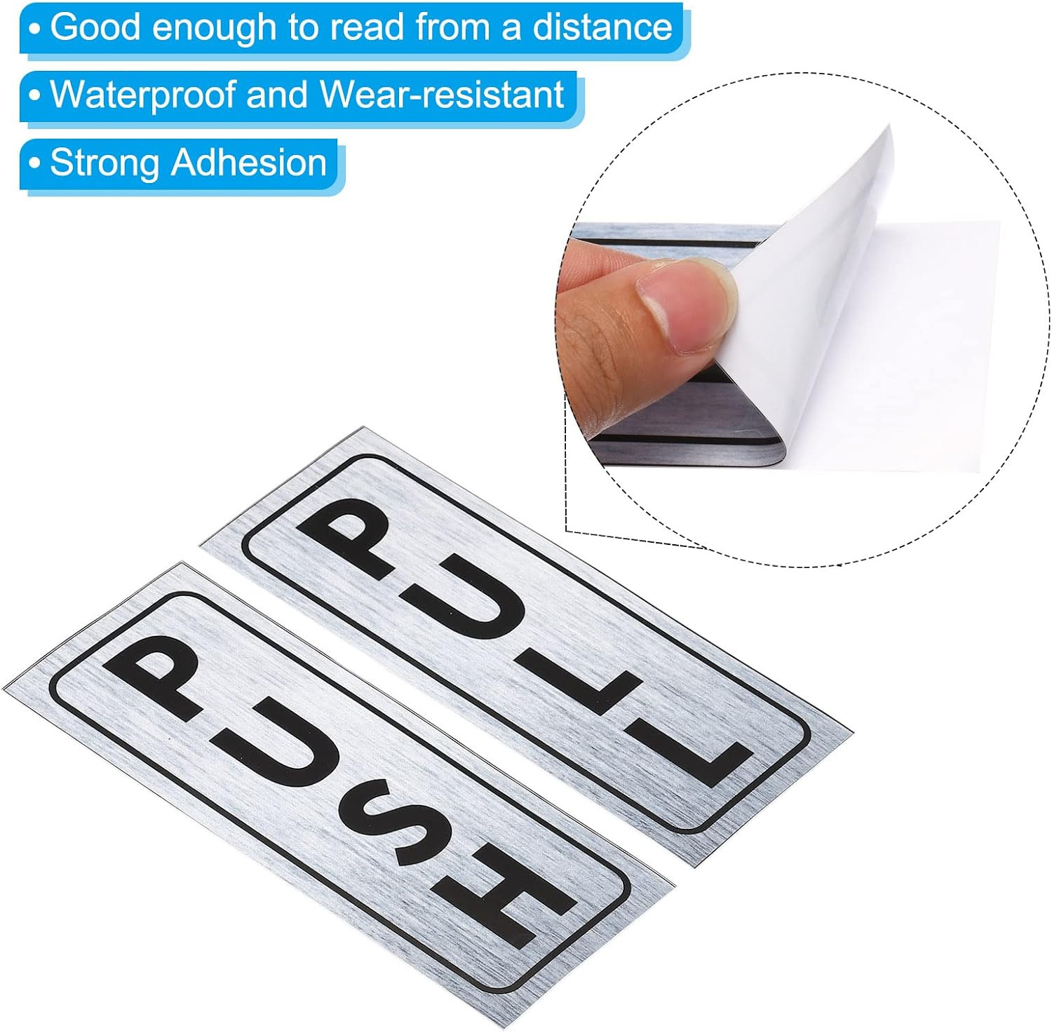 Push Pull Door Sign, 1 Set 2"x5" PVC Self-Adhesive Waterproof Vertical Pull Push