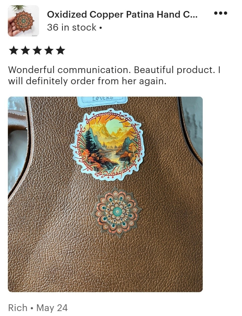 Oxidized Copper Mandala Vinyl Sticker, Meditation Yoga Buddha Water Bottle Decal