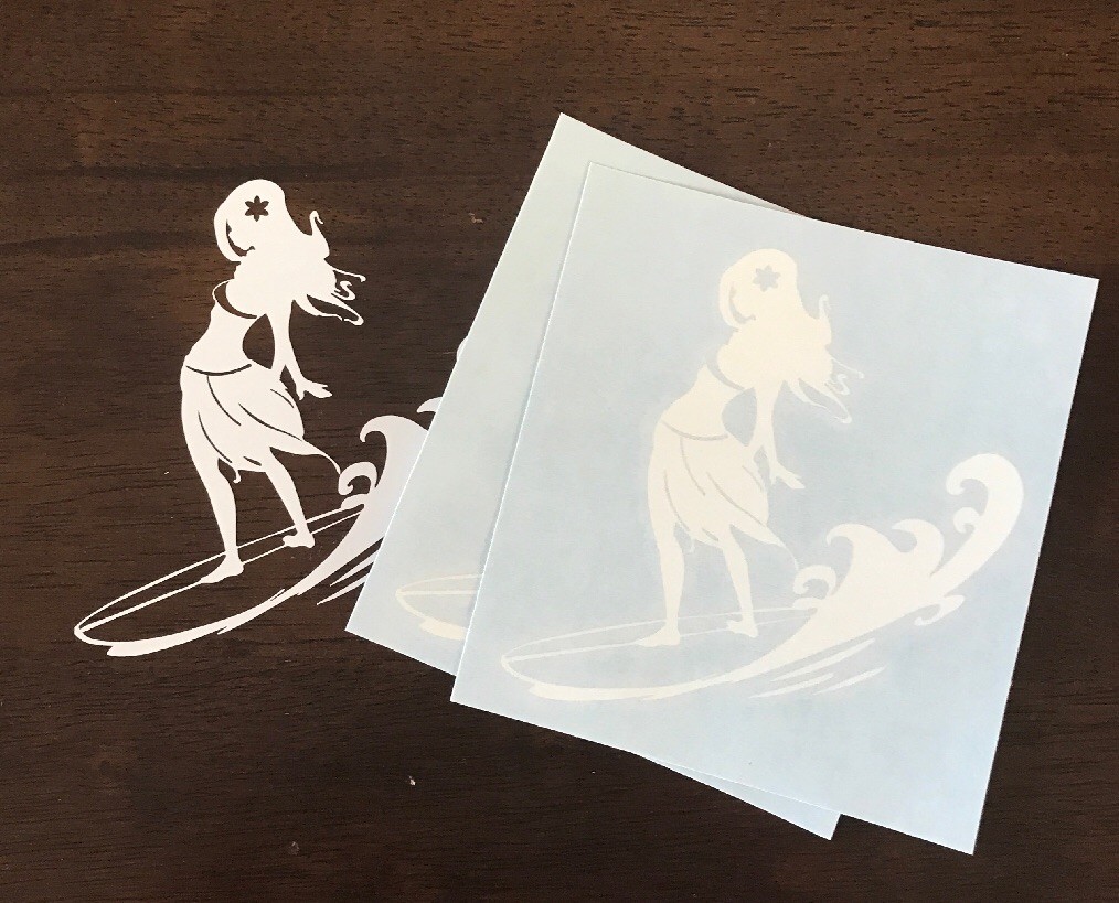 Surfer Girl Sticker Decal – Hawaii Surf Waves Tropical Surfing Beach Surfboard
