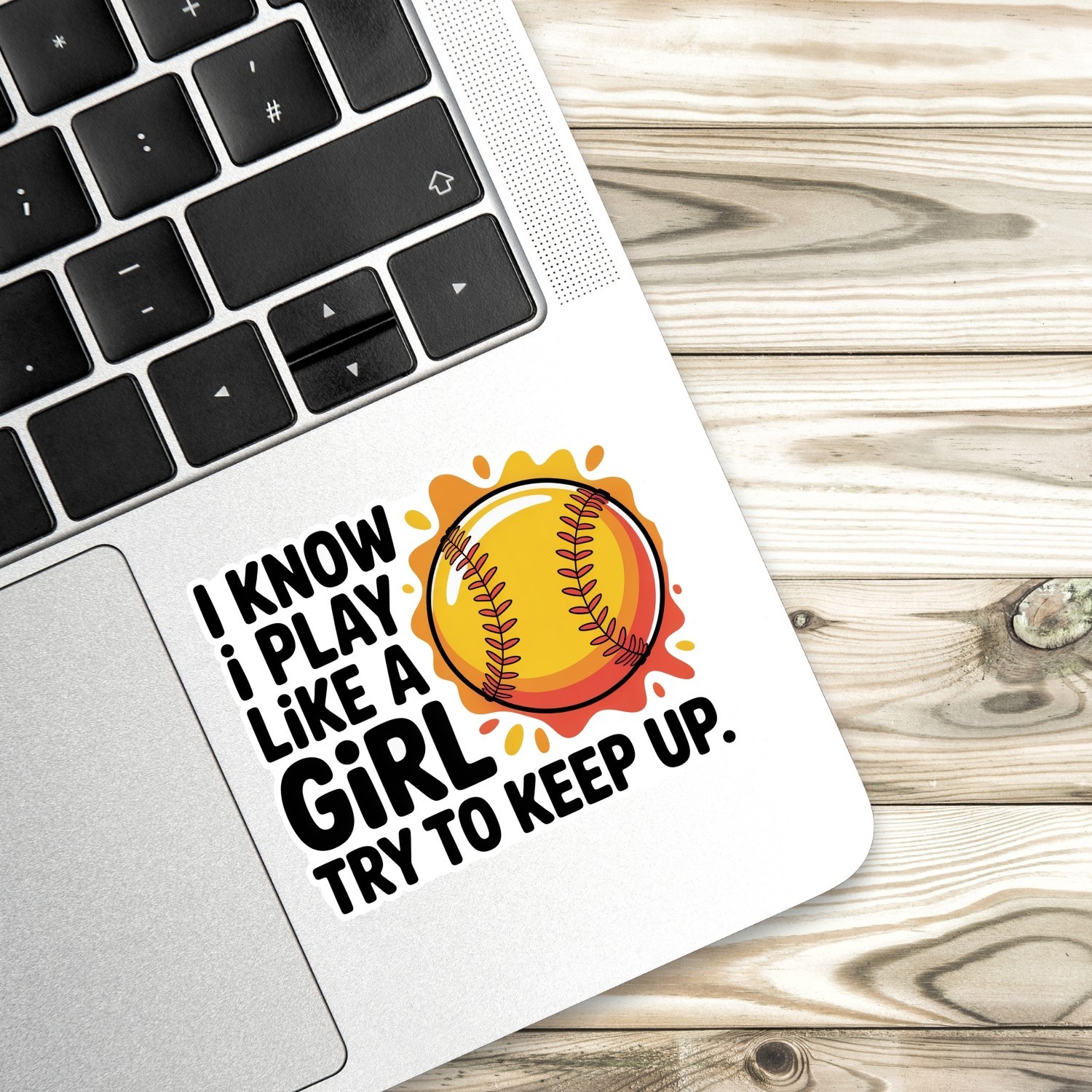 Funny Softball Girl Power Stickers: Waterproof Vinyl Decals – 4 Pack