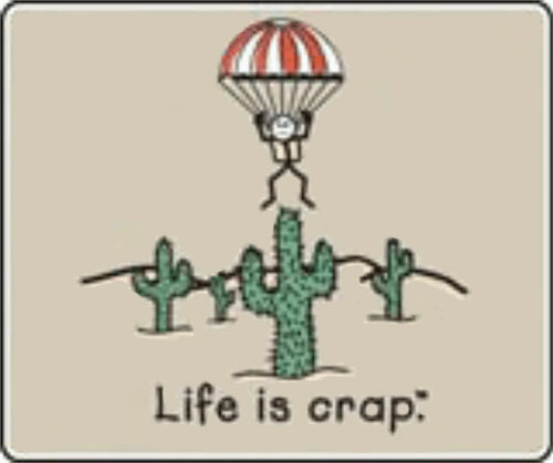 Life Is Crap – Parachute – Sticker – 4" x 3 3/8"