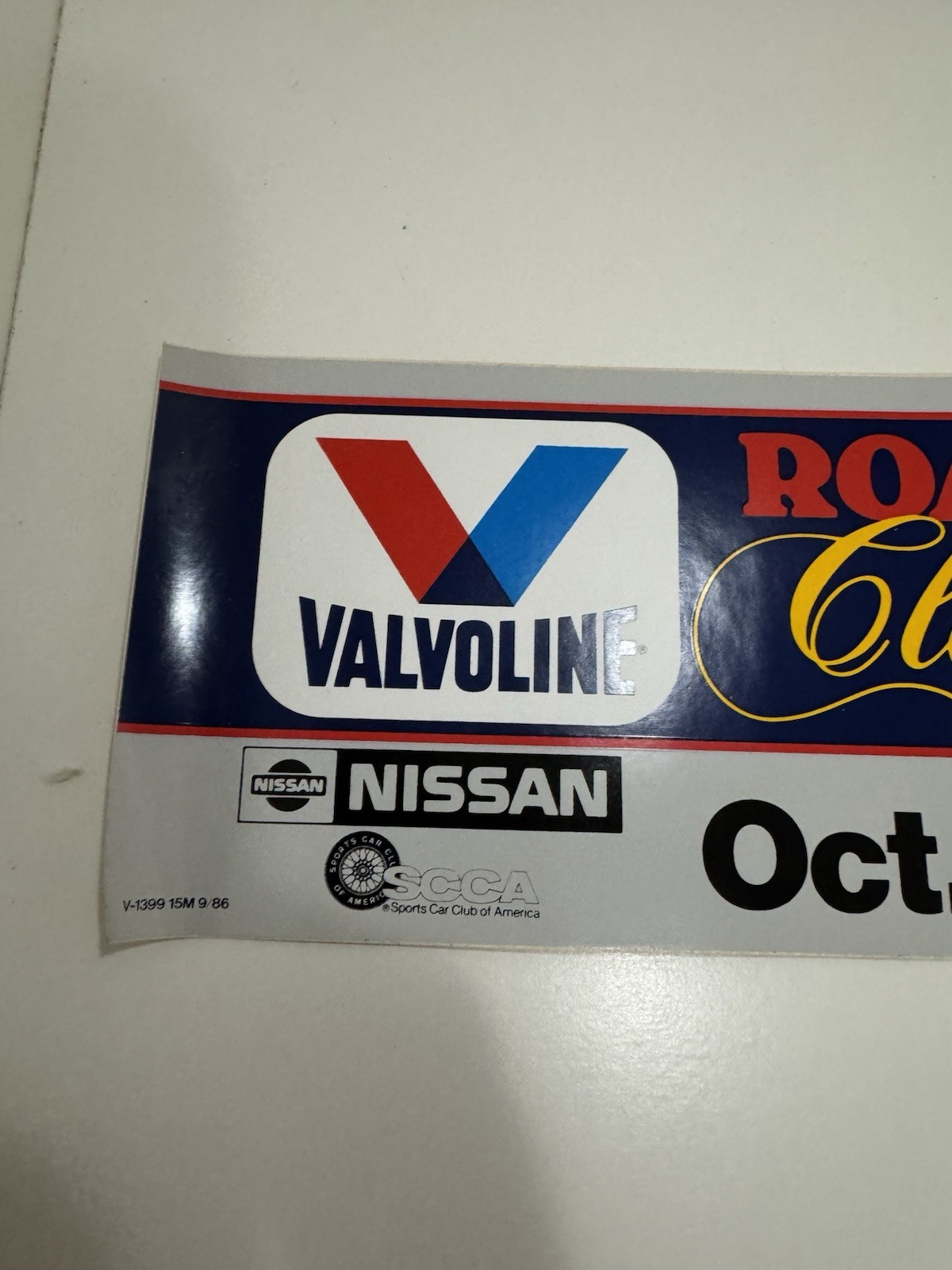 Vintage Valvoline Road Racing Classic 1986 Road Atlanta Bumper Sticker SCCA