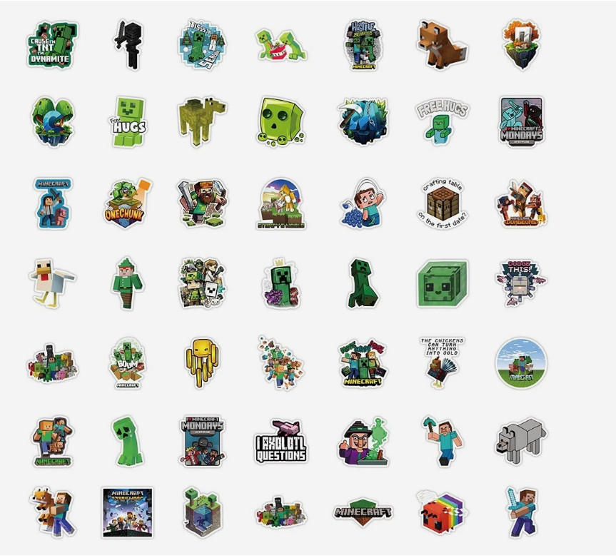 50PCS Minecraft Stickers Waterproof Vinyl Laptop Phone Tablet Water Bottle Decal