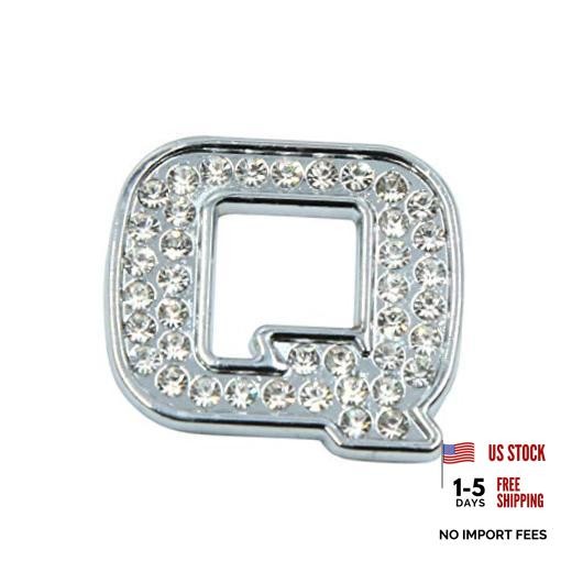 3D Silver Tone Chrome Metal Letter Q Shaped Car Emblem Sticker Decal