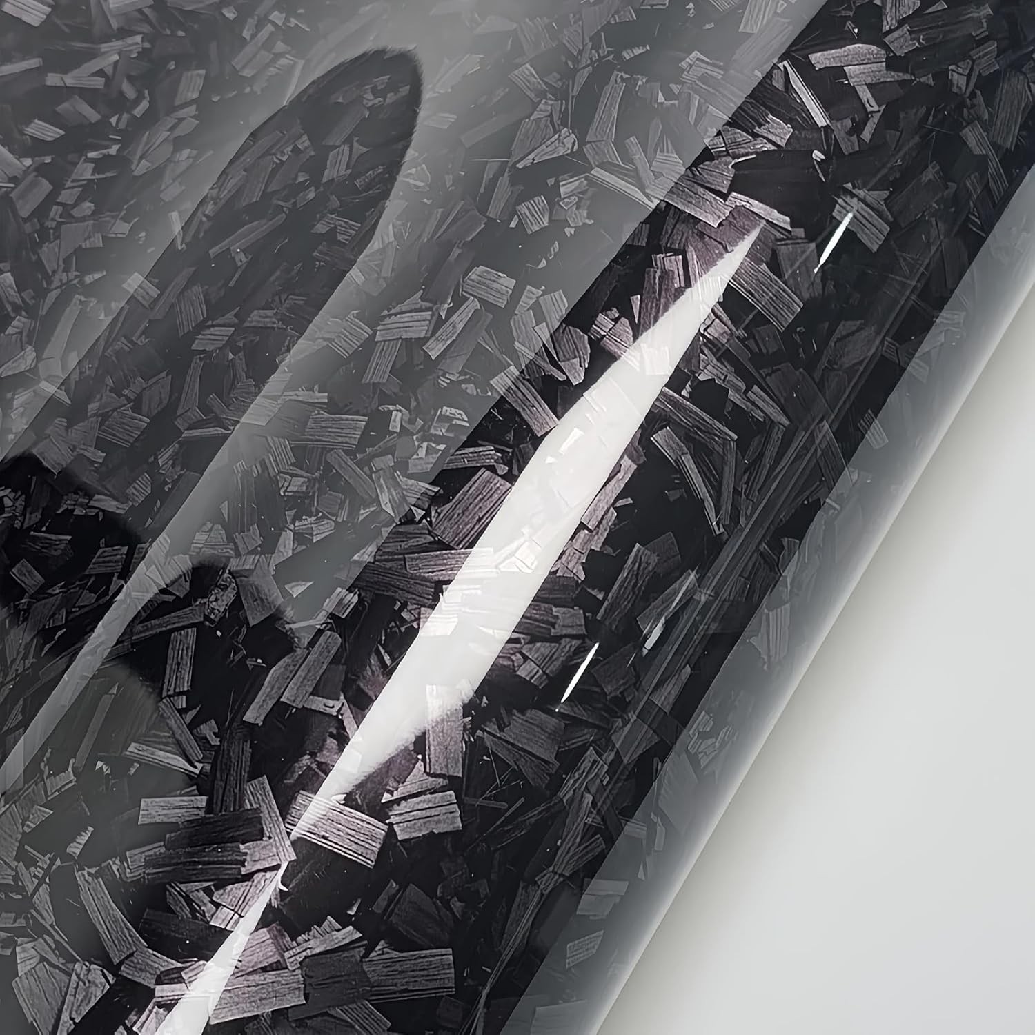 Forged Gloss Carbon Fiber Black Vinyl Wrap Roll Air Release Sticker Sheet Film D