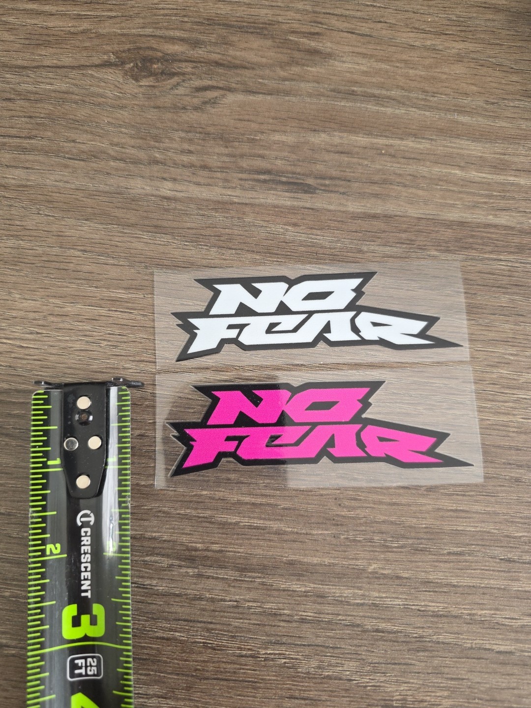 2X NO FEAR Wht/Blk And Pnk/Blk Outlined Raised UV DTF Decal STICKER 4in