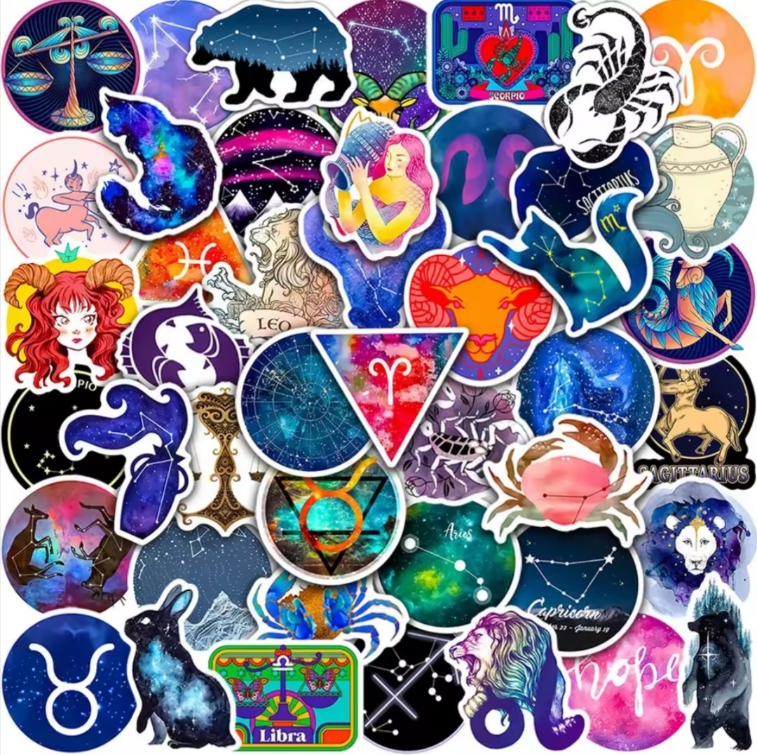 10 PCS Zodiac Constellations Galaxy Astrology Astronomy Stickers BRAND NEW