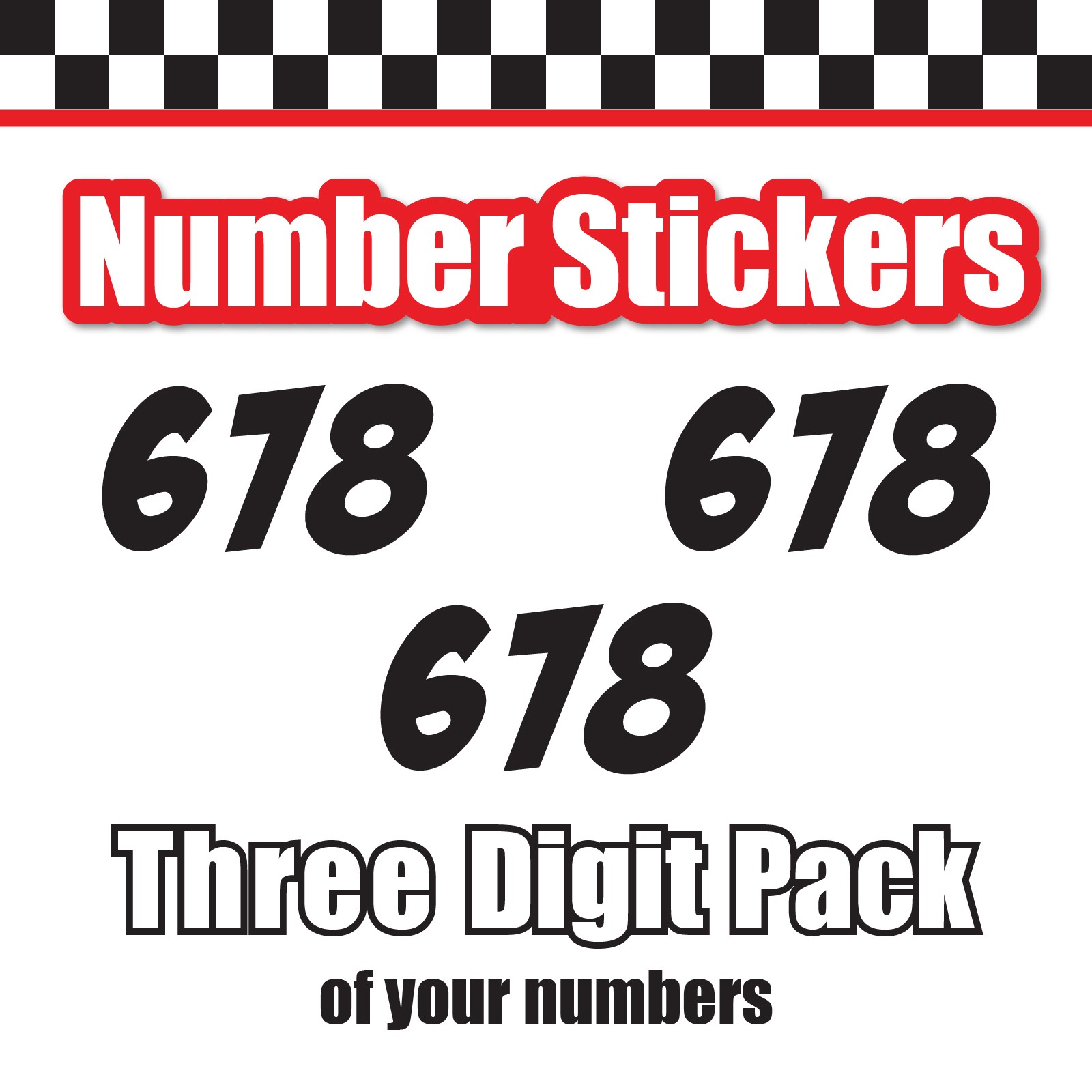 3x 3 Digit Custom Single Number Stickers Decal Locker Door Mailbox BadaBoom