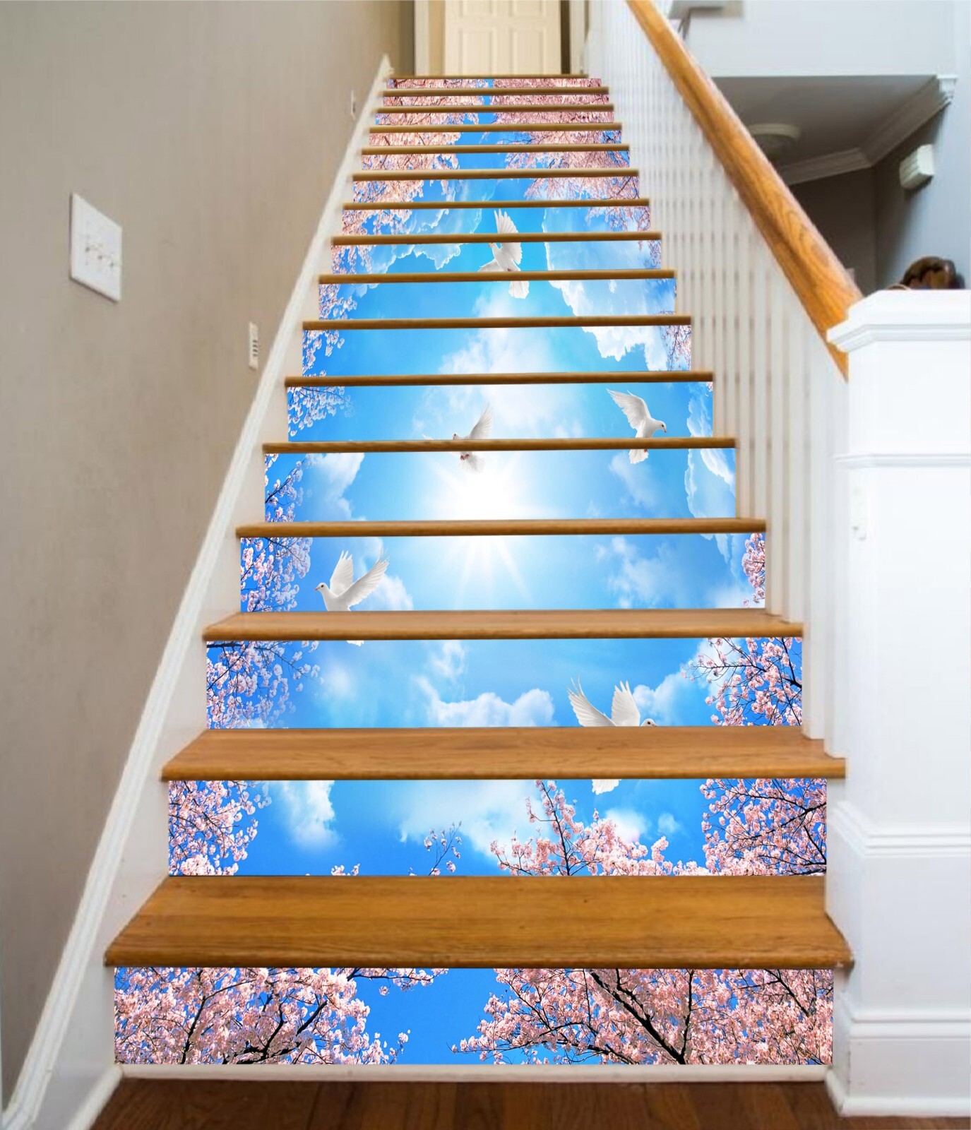 3D Blue Sky Birds 957 Stair Risers Decoration Photo Mural Vinyl Decal Wallpaper