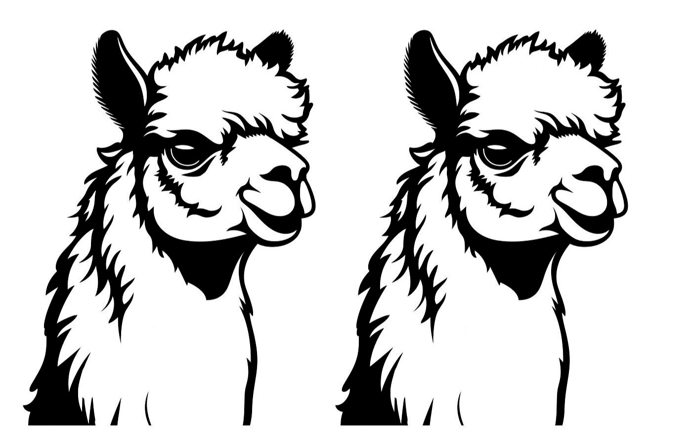 Llama Graphic Rendering Two PK 6" Black Vinyl Decal Car Truck Laptop Tablet
