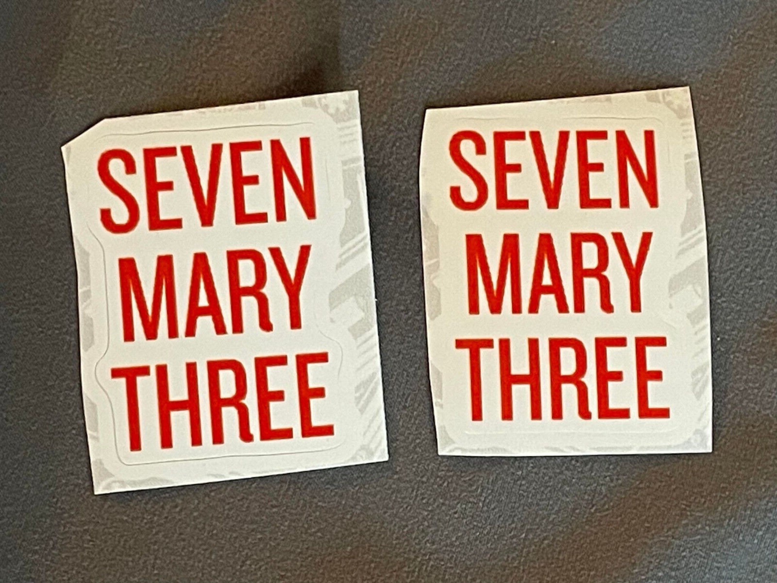 Lot (2) SEVEN MARY THREE 1 3/8" x 1 7/8" Band STICKERS Red 7M3 FAST! FREE SHIP!
