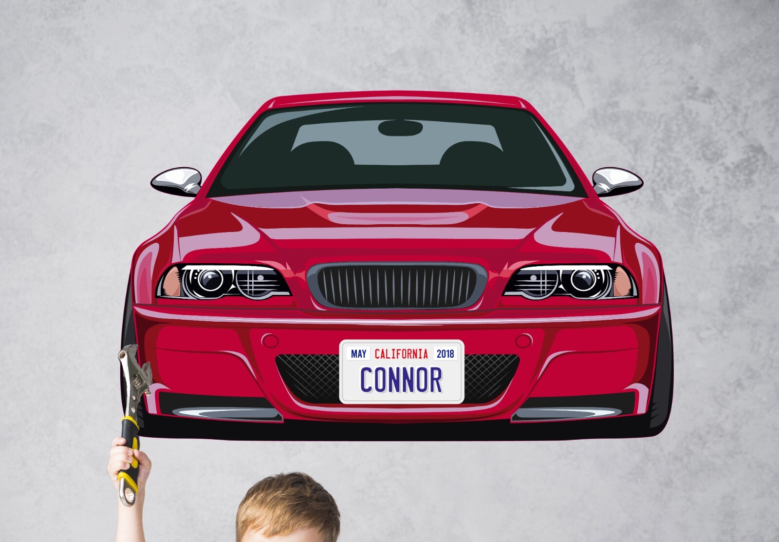 Personalized Car Wall Decal – Custom Name Car Wall Sticker, Kid Room Decor se207