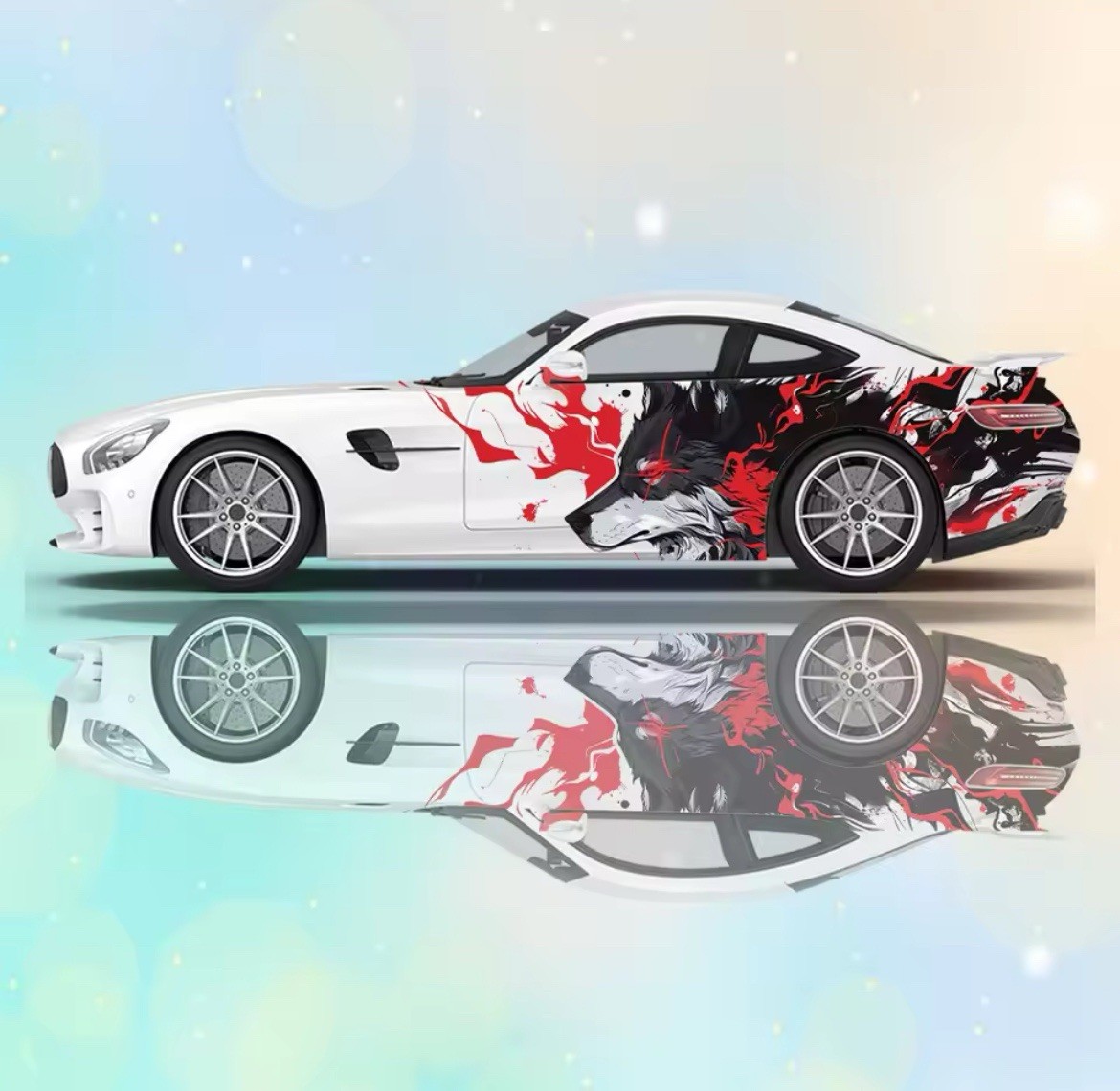 Blue Lightning Wolf Car Vinyl; Comes With Both Sides; Cool Car Decals 2 PCS