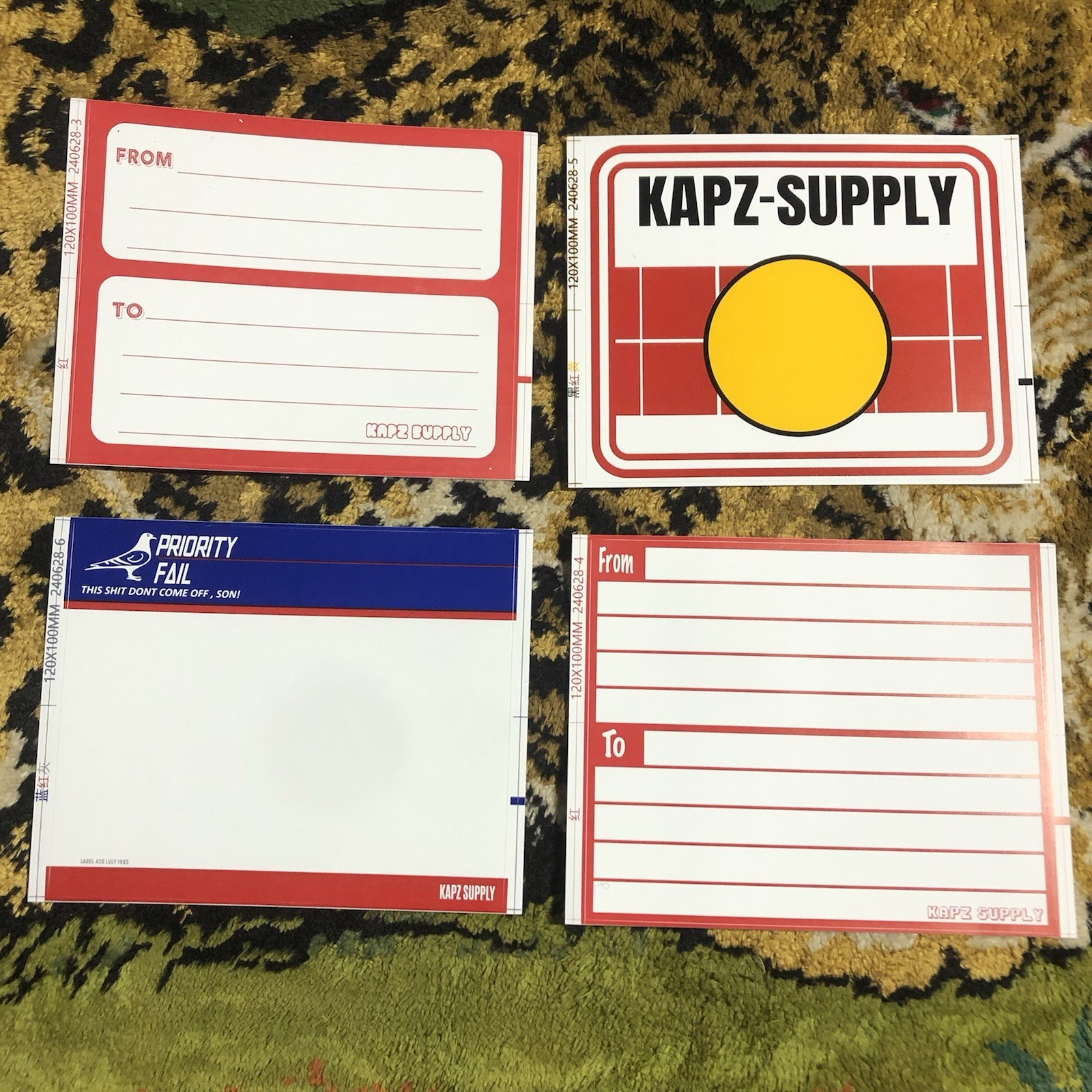 KAPZ SUPPLY EGGSHELL DESTRUCTIBLE VINYL JUMBO STICKER SLAPS 120x100mm GRAFF