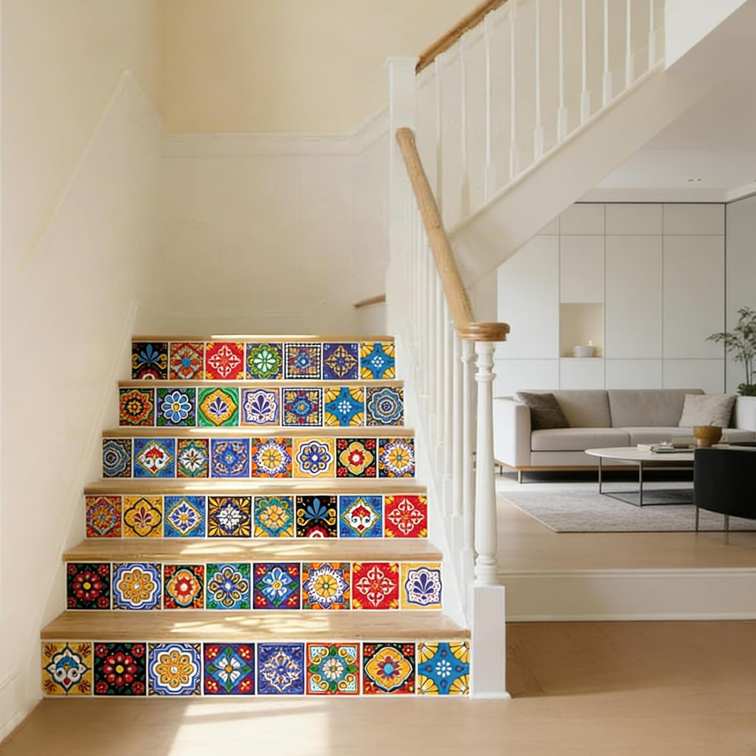 30 Pcs Mexican Talavera Tile Sticker Peel and Stick,4X4 Inch Waterproof Tile Sti