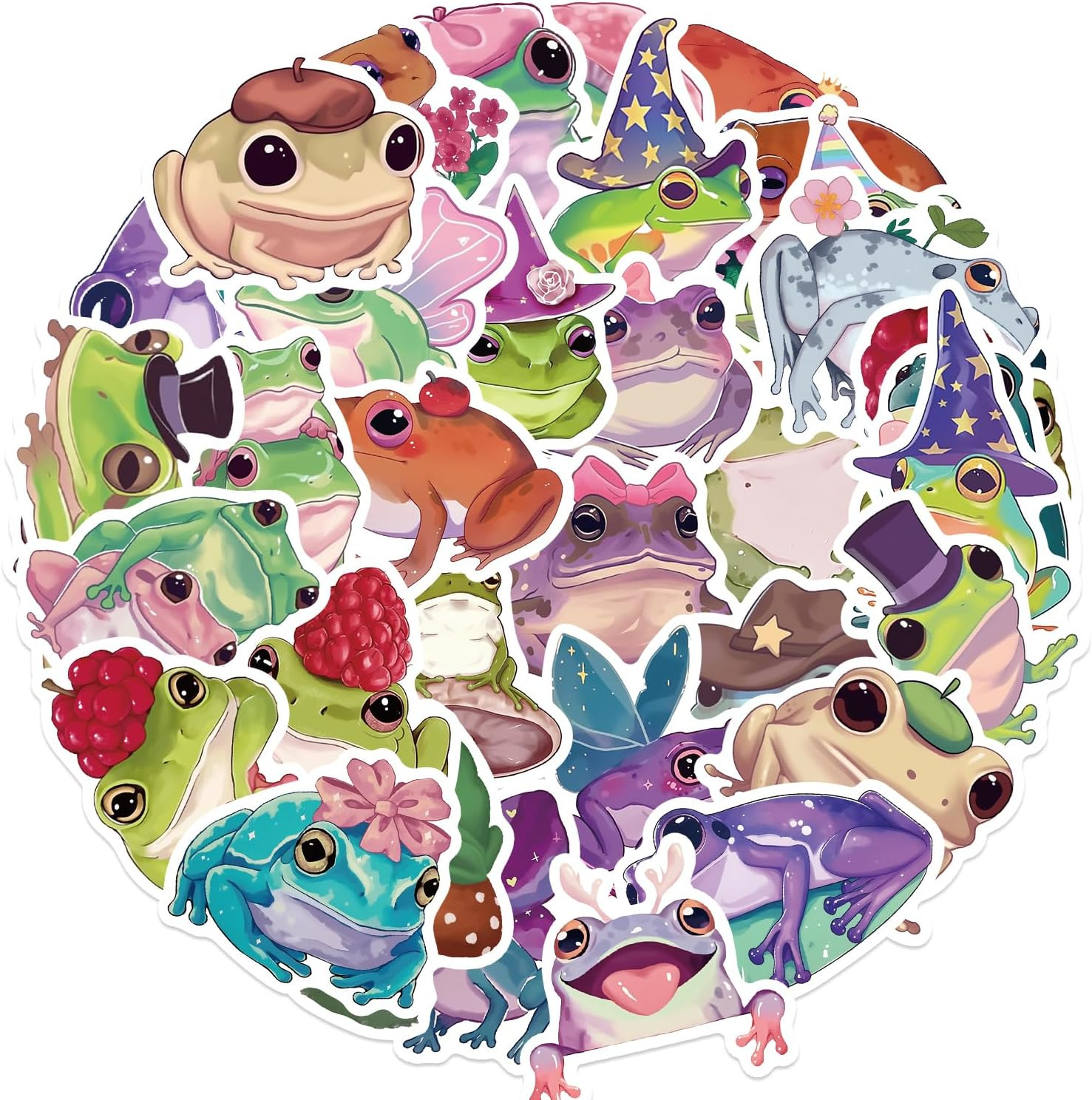 Cute Frog Stickers Decal, Waterproof Vinyl Stickers Pack for Water Bottle, Journ