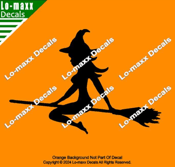 Mudflap Girl Witch Riding Broom Trucker Custom Graphic Die Cut Vinyl Decal