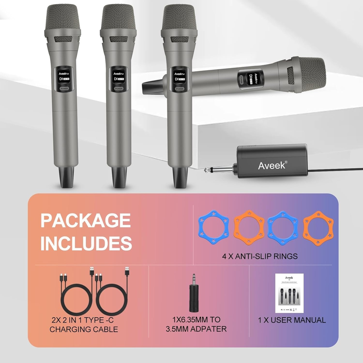 4 Packs Wireless Microphone System, Plug & Play Karaoke Microphone Set …
