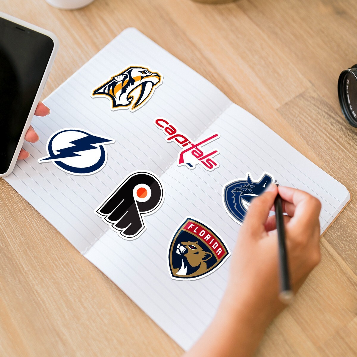 33 Pcs Stickers Hockey All NHL Teams LOGO Fridge Luggage Auto Car Laptop Vinyl