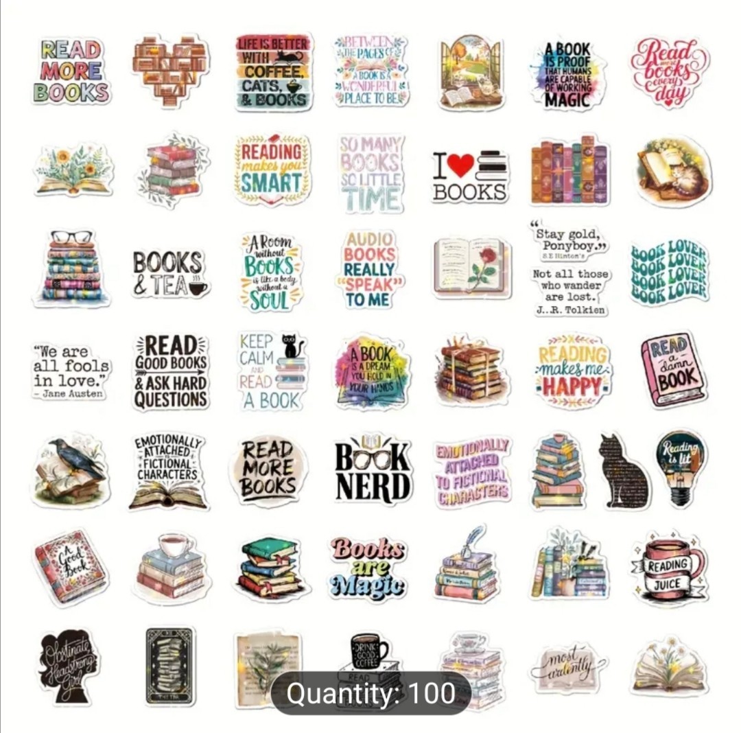 20 PCS Reading Literature Books Novel Lover Stickers Set 2 BRAND NEW
