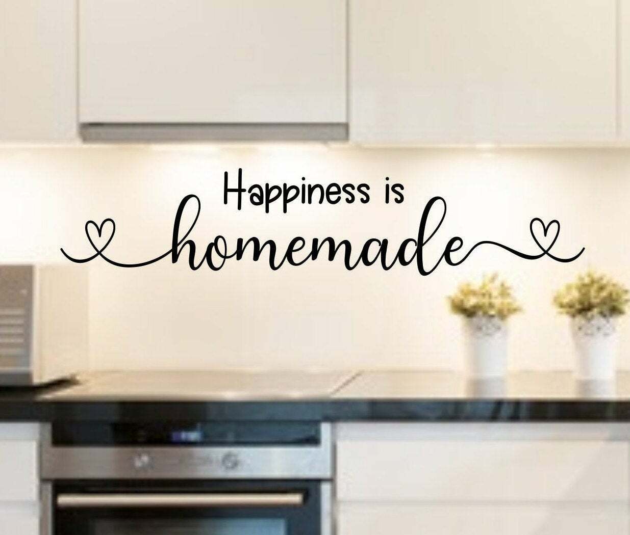 HAPPINESS IS HOMEMADE HEART Vinyl Wall Decal Kitchen Decor Words Lettering 36"