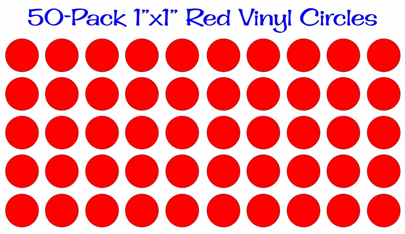 50 pack – 1"x1" Round Red Vinyl Stickers / Decals Circles Polka Dots Die Cut