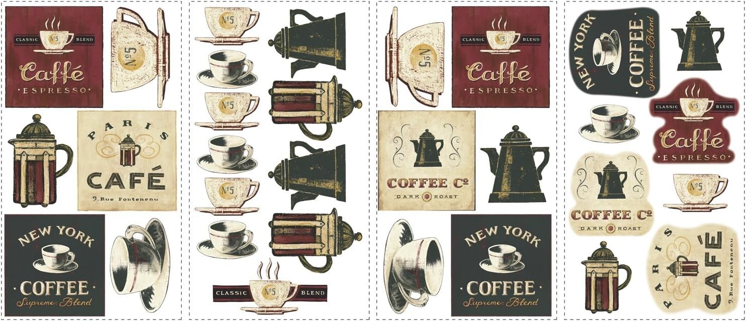Multicolor Peel & Stick Coffee Wall Decals – Easy, Removable Art for Any Space