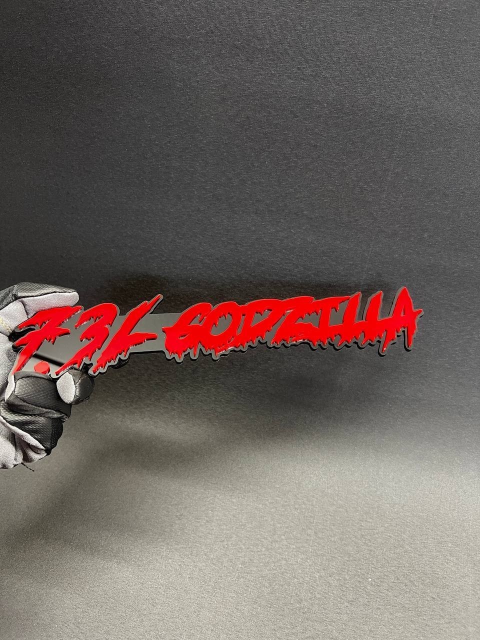 1X 7.3L Drip Godzilla Custom 3D Text Car Badge Fender Emblem Tailgate Toolbox 3D