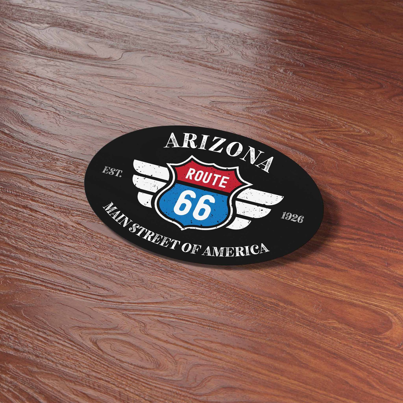 Arizona Route 66 Sticker – AZ Black Oval Decal