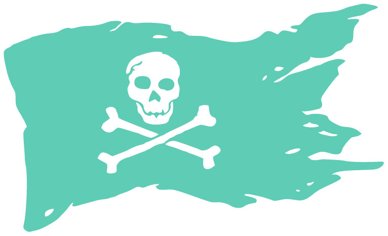 Pirate Flag Skull & Crossbones Die Cut Decal Multiple colors Made In USA
