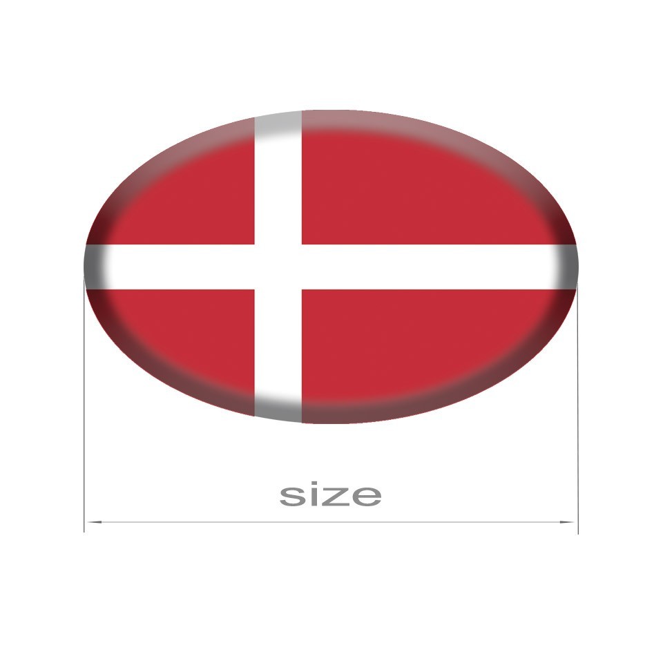 Denmark Flag Dome Sticker 3D Resin Decal Round Glossy Multiple Sizes