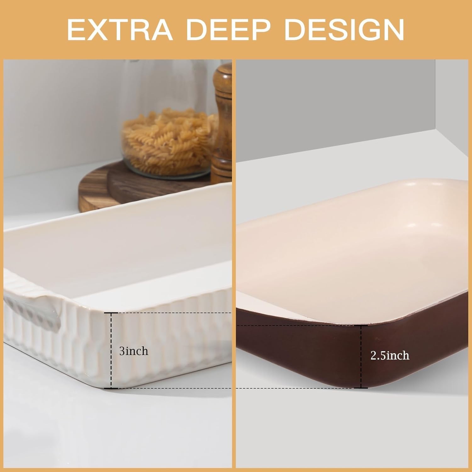 4.7QT Casserole Dishes for Oven, 9×13” Large Lasagna Pan, Ceramic Baking Dish, R