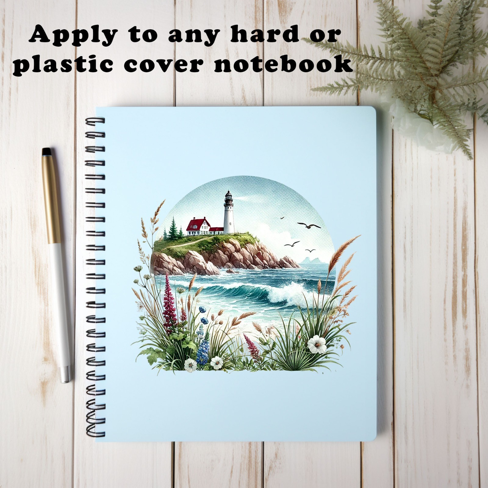 Lighthouse Beach Landscape UV DTF Transparent Sticker / Decal