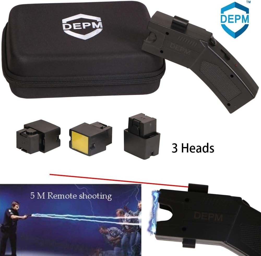 Heavy Duty Self-Defense Stun Gun, 16ft Range, LED Flashlight for Men/Women
