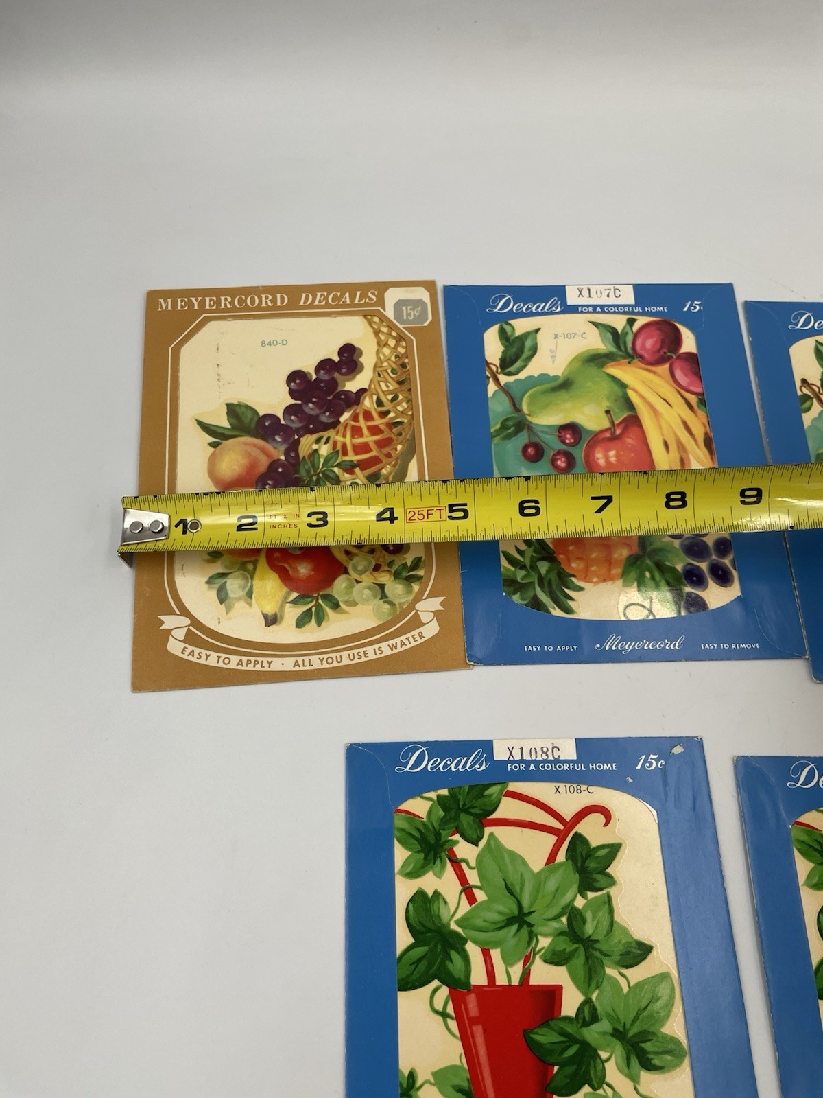 5 Vintage Meyercord Cornucopia Fruit/Floral Decals Lot 1950s Kitchen Decor A8