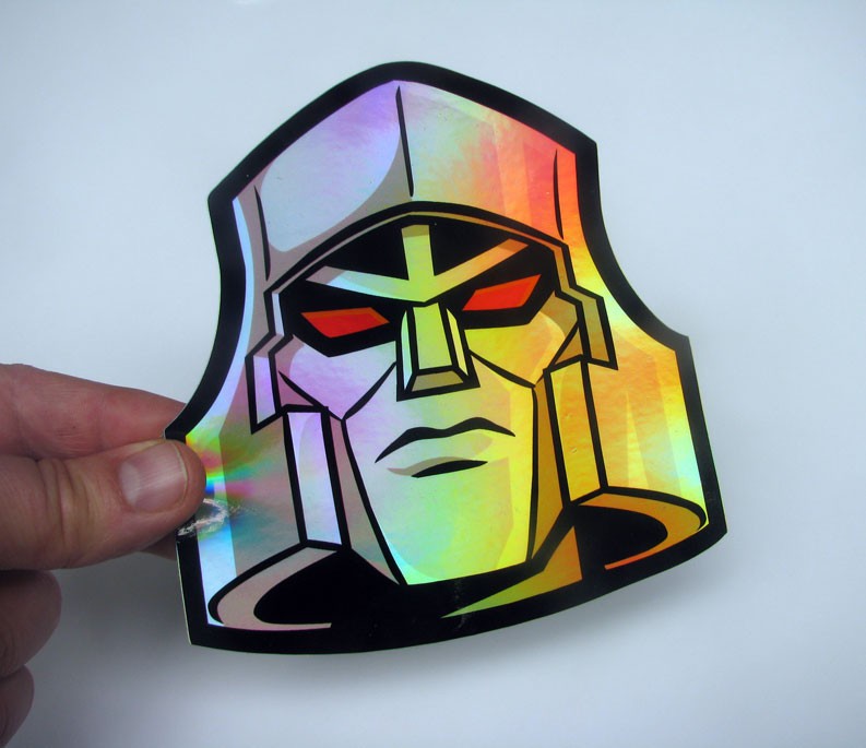 Jumbo Mega Tron Holographic Sticker Cartoon Robot 80s G1 Metallic Decal