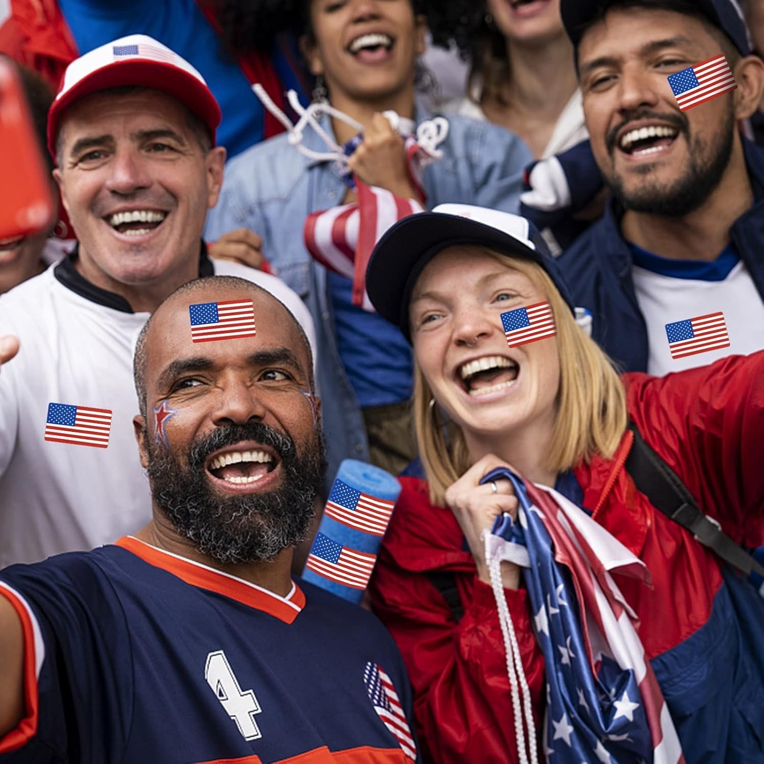 SANNIX 500 Pcs American Flag Sticker Roll,2 X 1.22 Inch US Flag Decal, USA Patri