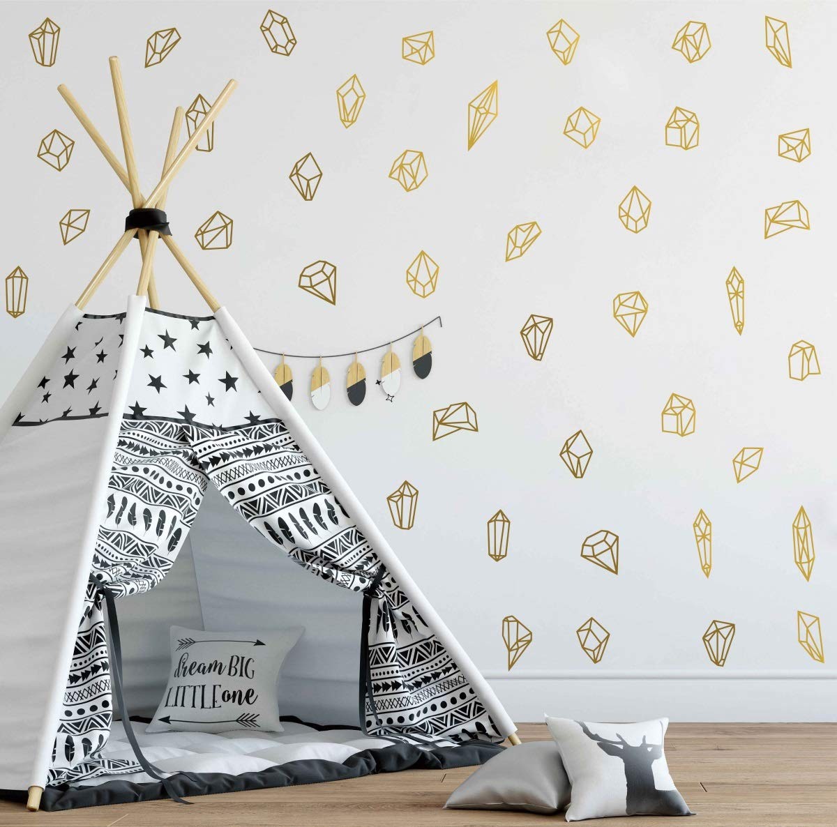 50 pcs Geometric Shapes & Gems Wall Stickers Home Decor Vinyl Decals for Room…