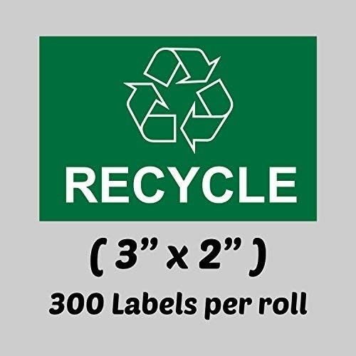 Recycling Sticker, 3 x 2 inch, Rectangle, Green, 300 Labels | Recycle Sticker…