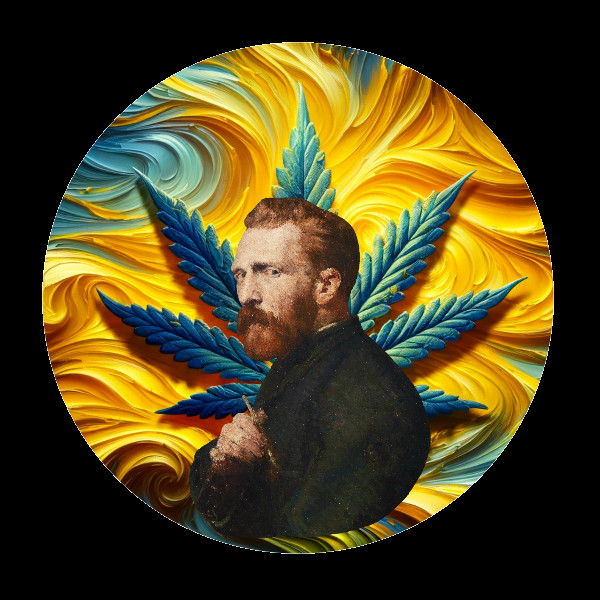 Cannabis Sticker Van Gogh Weed Leaf Design 420 UV Safe Pot Marijuana Ganja Stone