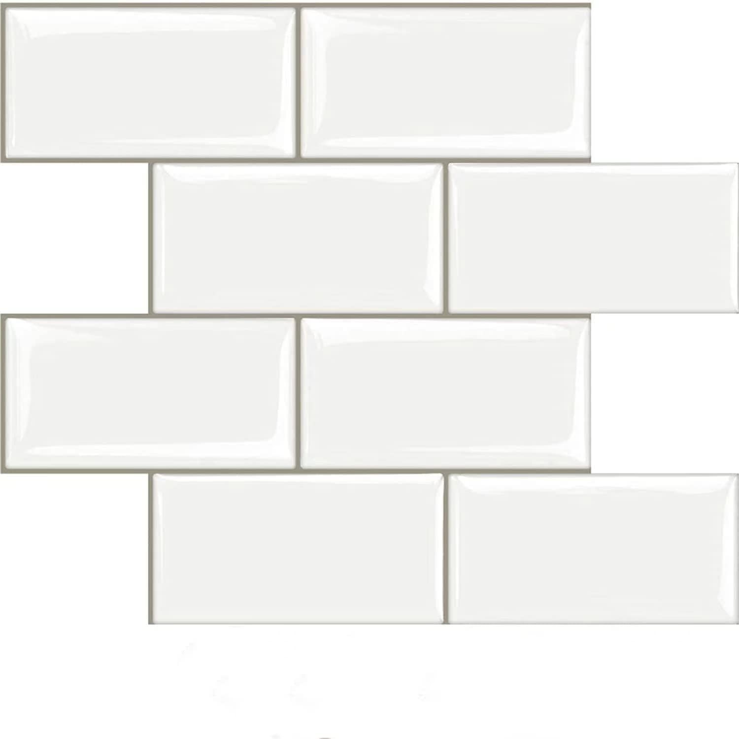 STICKGOO 10-Sheet Peel and Stick Subway Tile, Stick on Tiles Backsplash in White