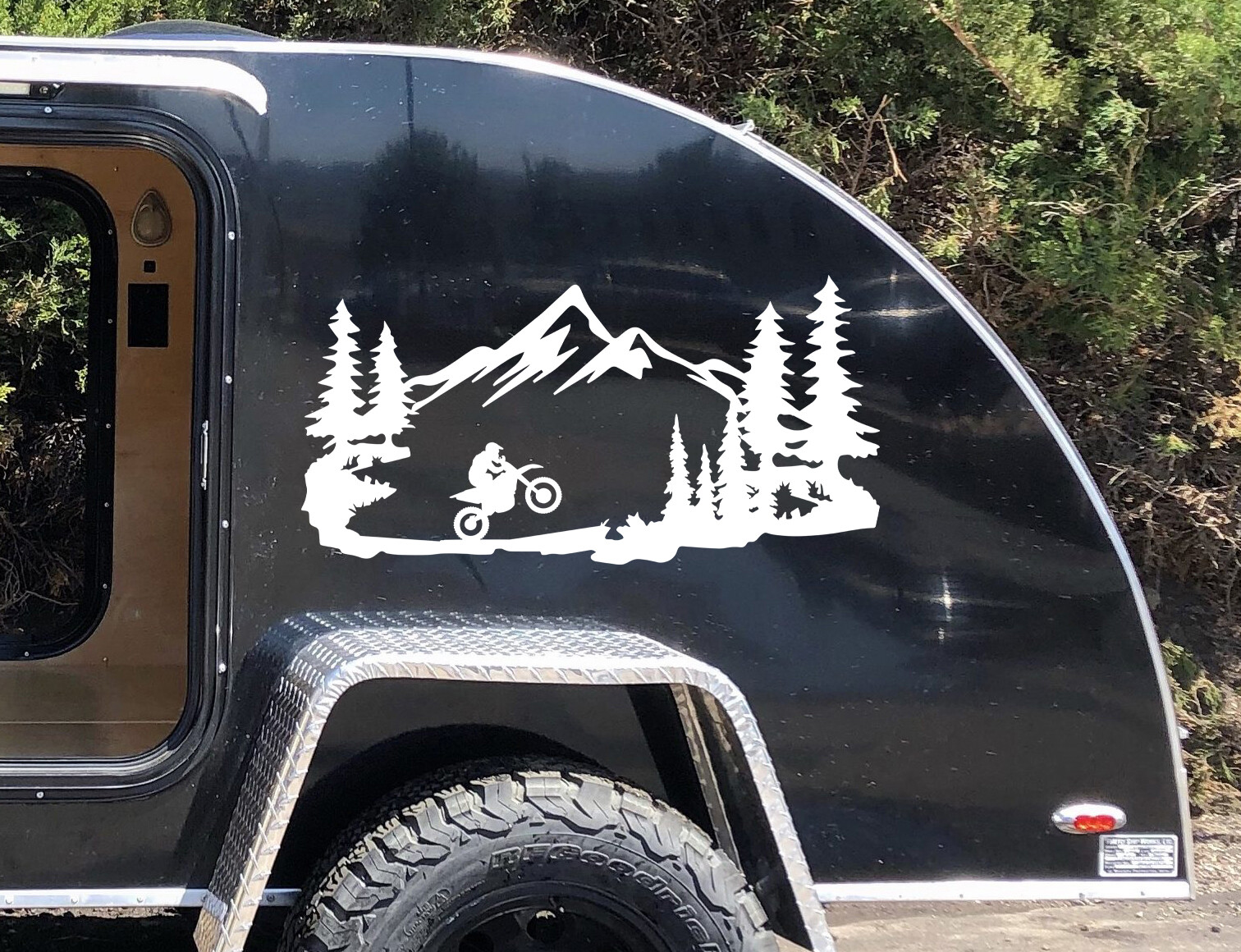 Dirt Bike Mountains Scene Vinyl Decal RV Toy Hauler Graphics Motorcycle Offroad
