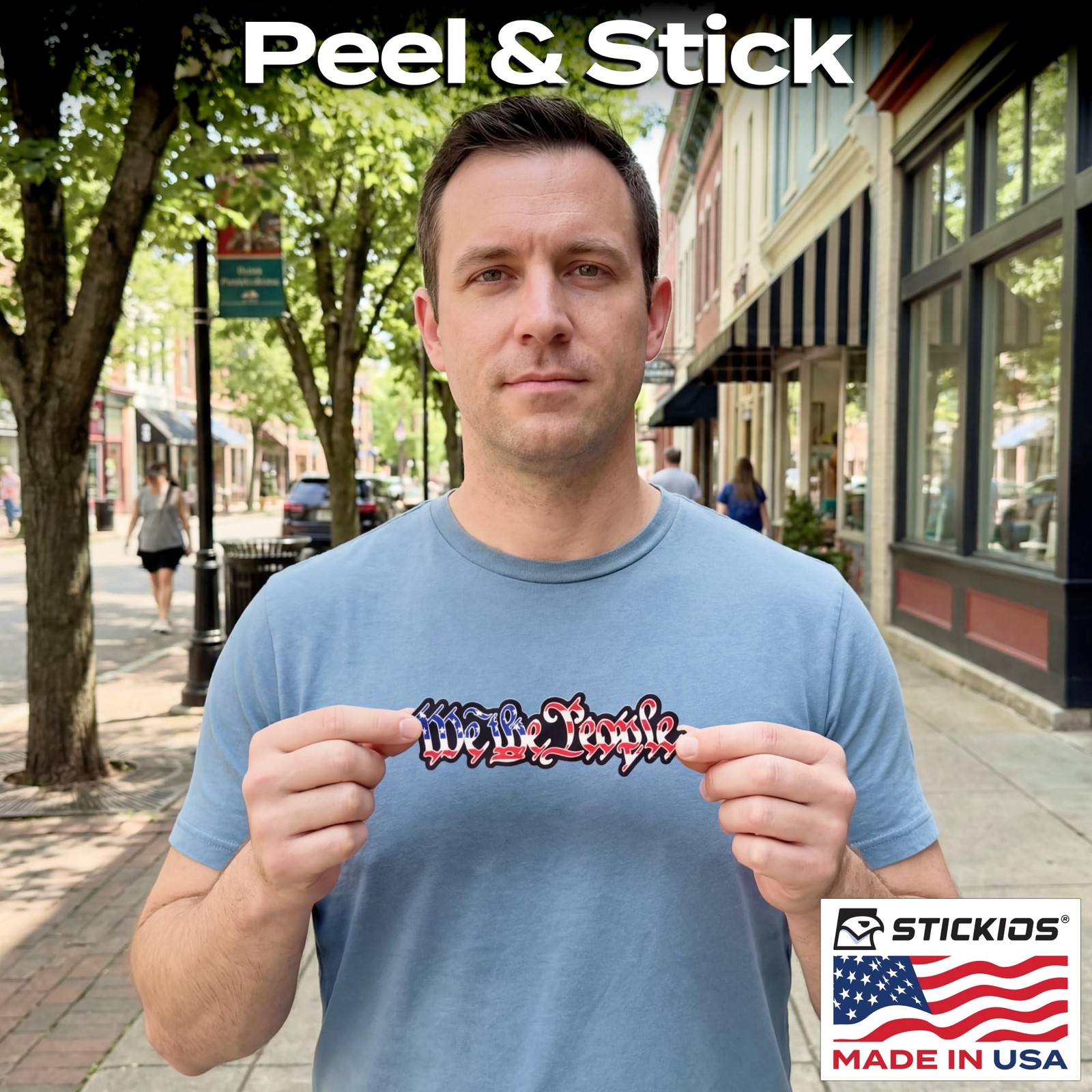 American Flag Car Stickers 2Pack Decals for Windows Made in USA